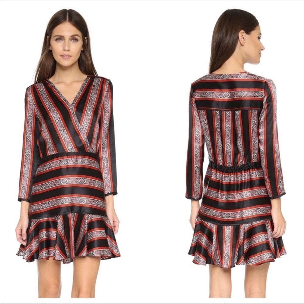 Veronica Beard 'Ivy' Print Silk Flounce‎ Dress size 4